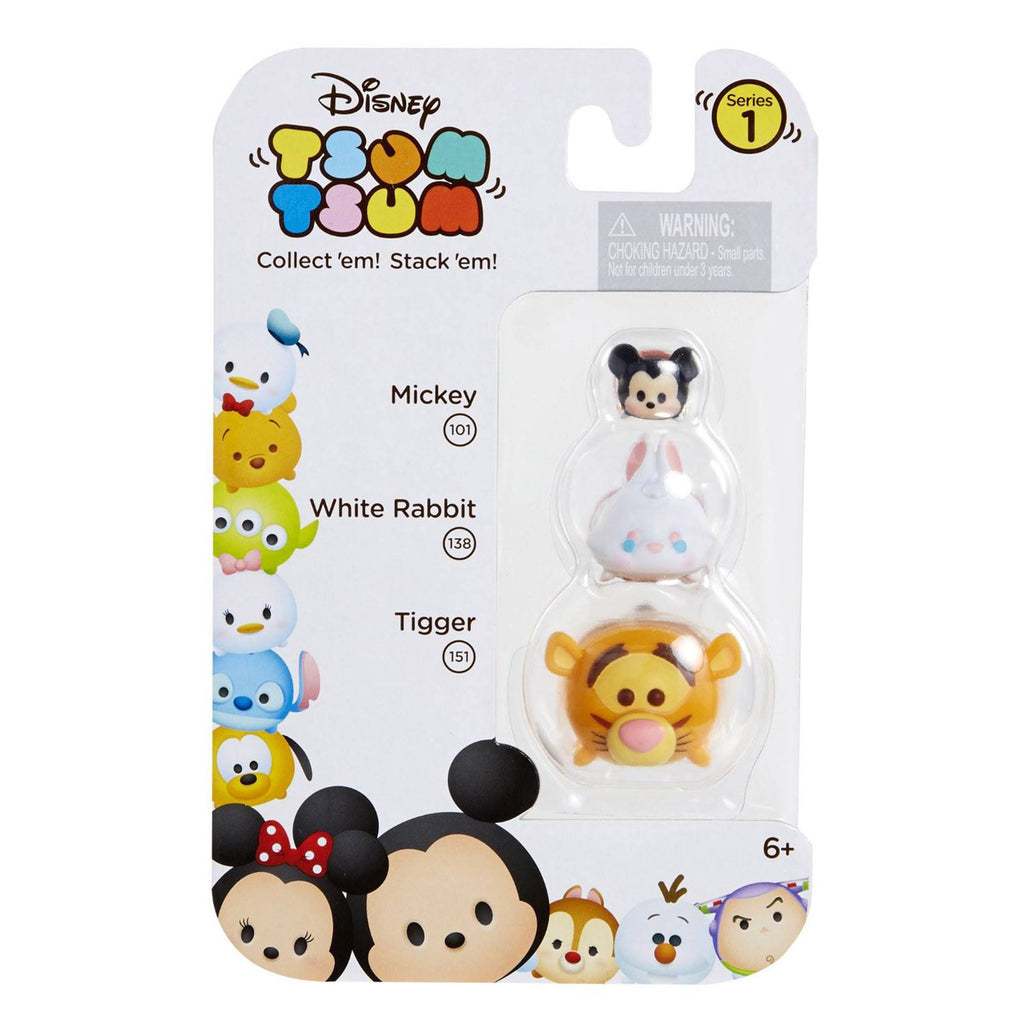 Disney Tsum Tsum Series 1 Mickey White Rabbit Tigger Figures 3 Pack - Radar Toys