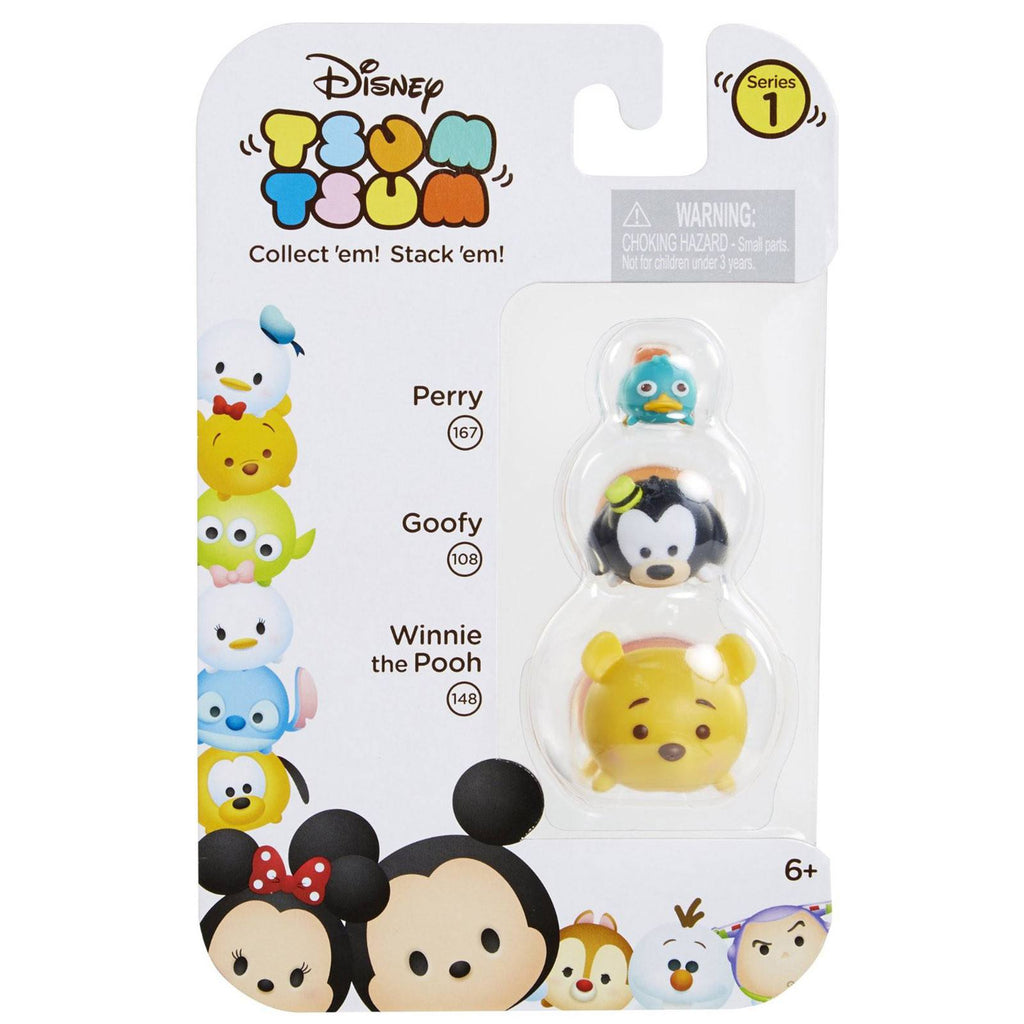 Disney Tsum Tsum Series 1 Perry Goofy Pooh Figures 3 Pack - Radar Toys