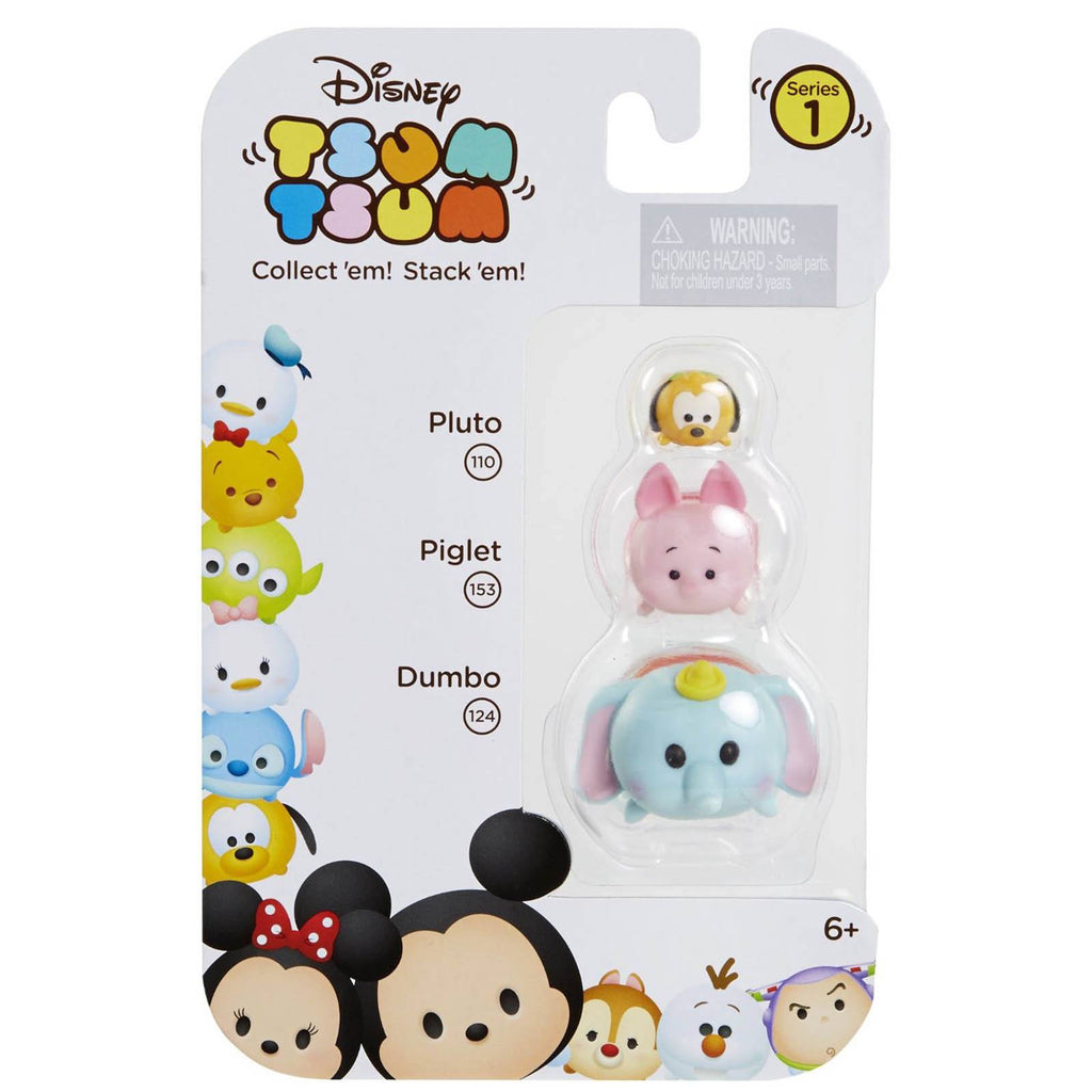 Disney Tsum Tsum Series 1 Pluto Piglet Dumbo Figures 3 Pack - Radar Toys