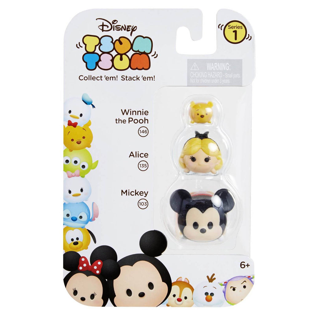Disney Tsum Tsum Series 1 Pooh Alice Mickey Figures 3 Pack - Radar Toys