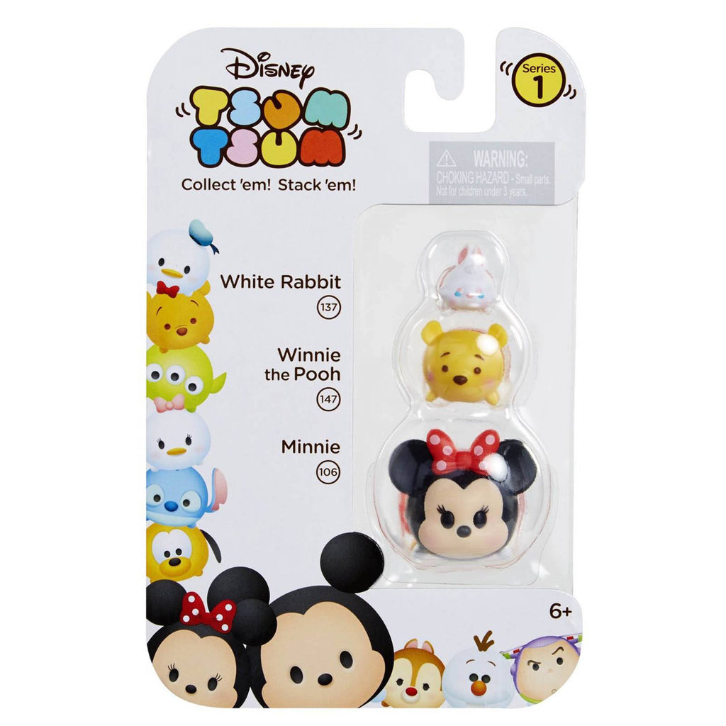 Disney Tsum Tsum Series 1 White Rabbit Pooh Minnie Figures 3 Pack - Radar Toys