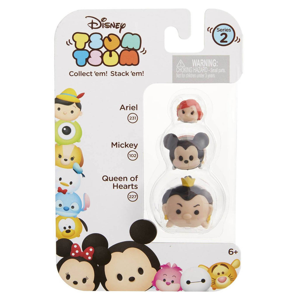 Disney Tsum Tsum Series 2 Ariel Mickey Queen Hearts Figures 3 Pack - Radar Toys