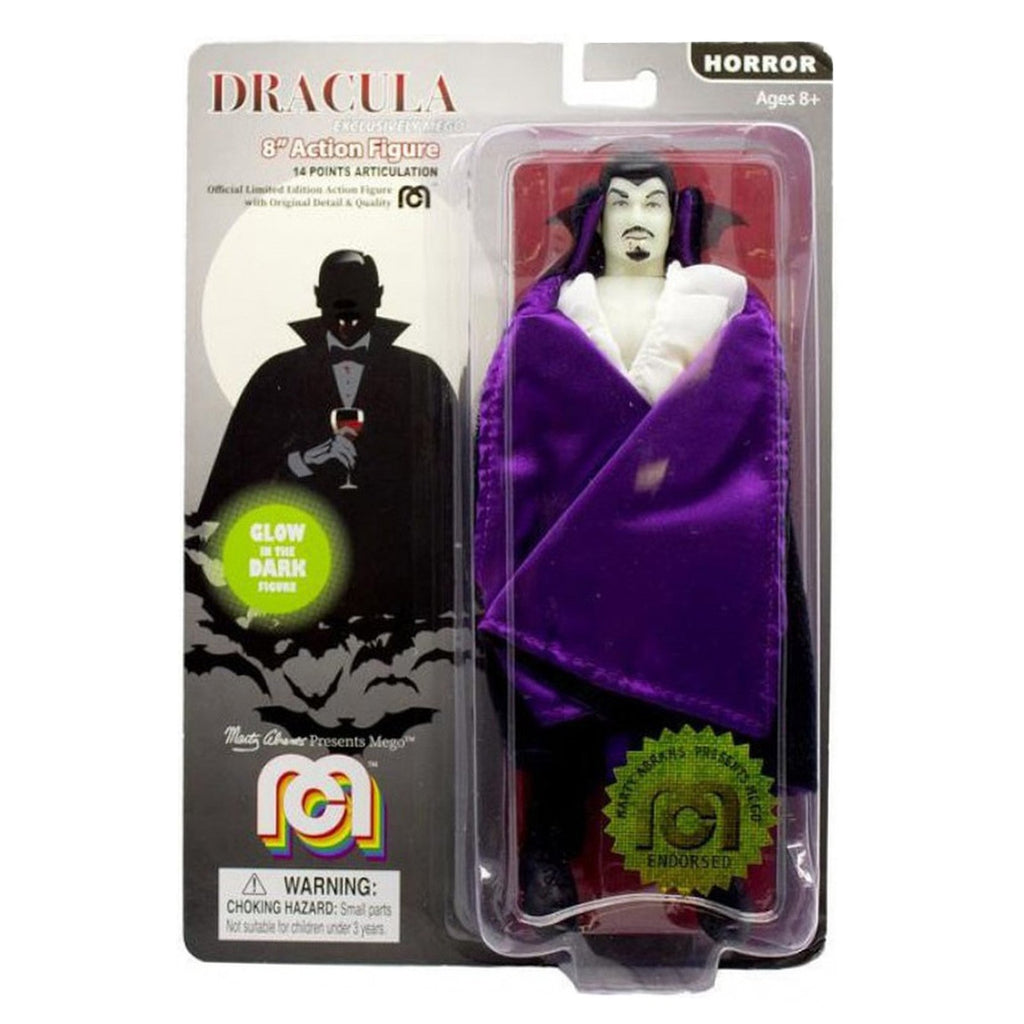 Mego Horror Dracula Purple Cape Glow 8 Inch Action Figure - Radar Toys