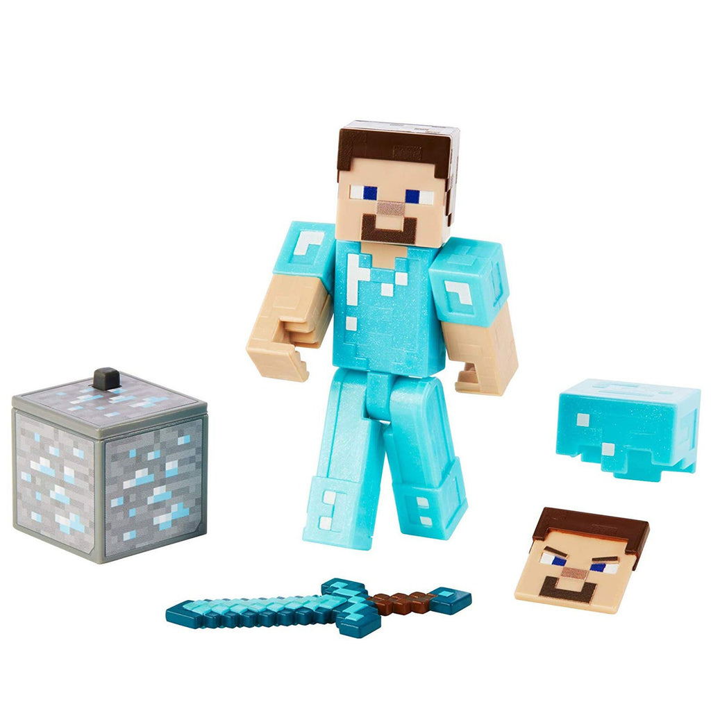 Minecraft Steve In Diamond Armor Figure Set
