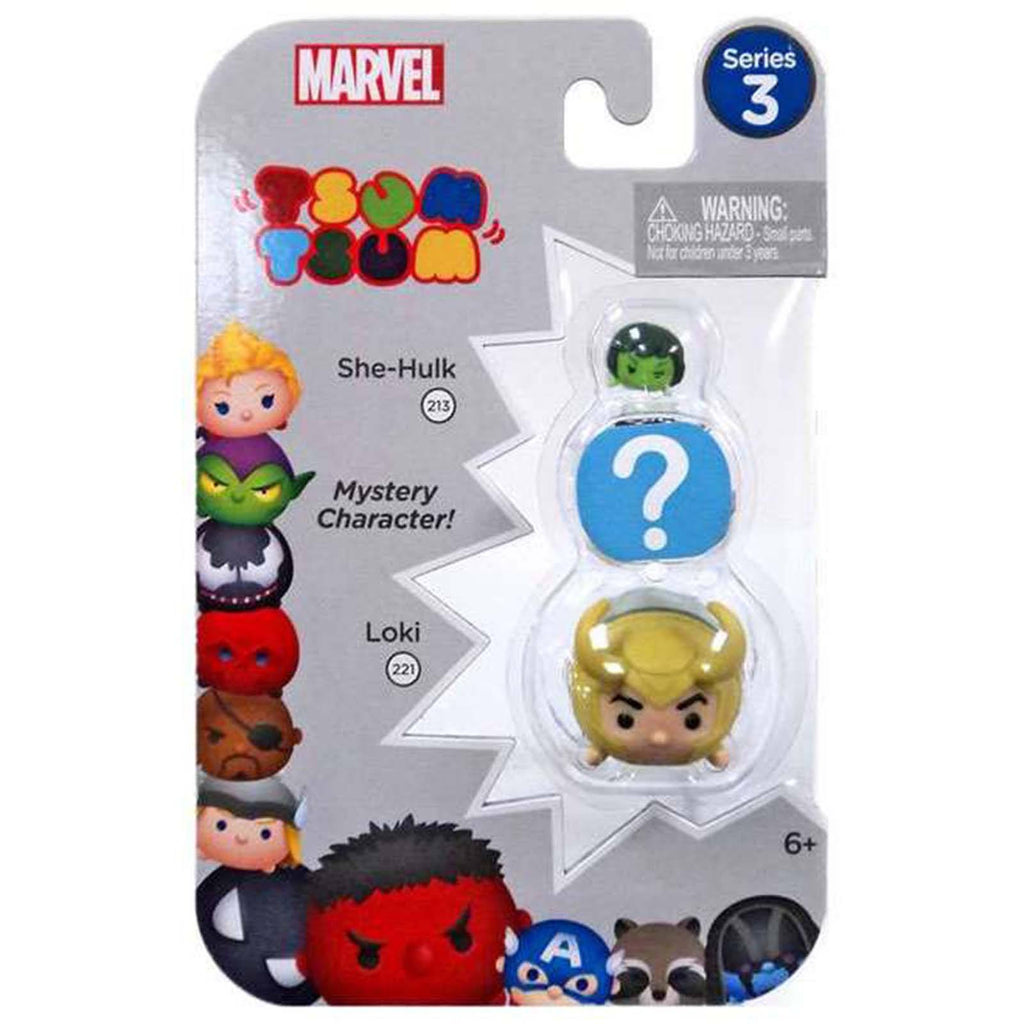 Tsum Tsum Marvel Series 3 She-Hulk Mystery Loki 3 Figure Set