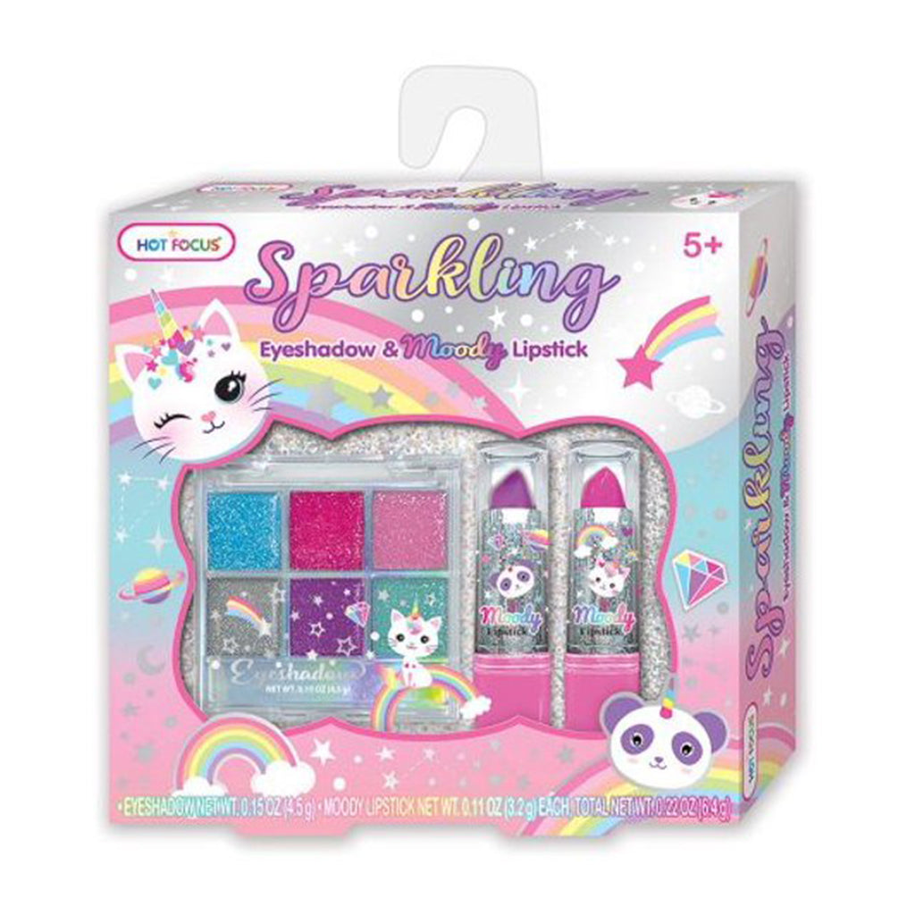 Hot Focus Caticorn Sparkling Eyeshadow And Moody Lipstick Cosmetic Set - Radar Toys