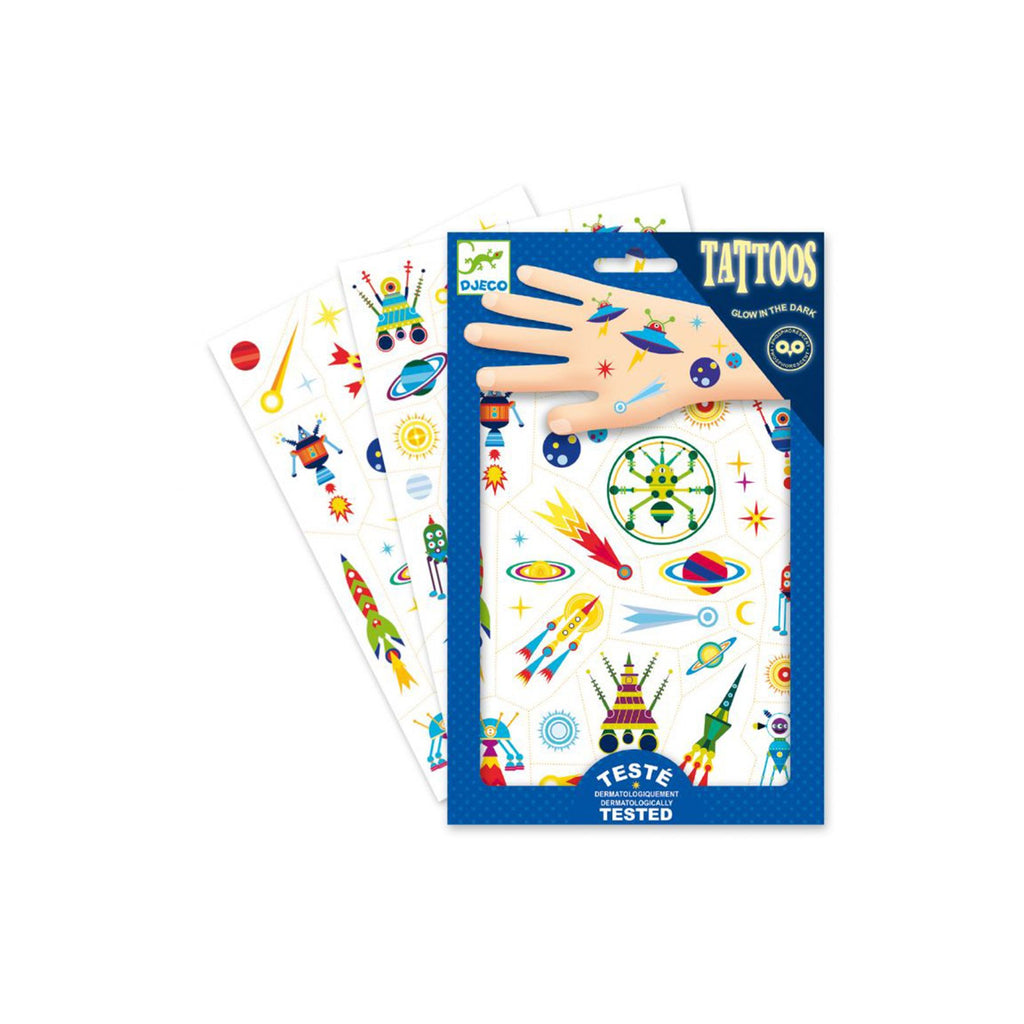 Djeco Space Oddity Tattoos Glow In The Dark Set