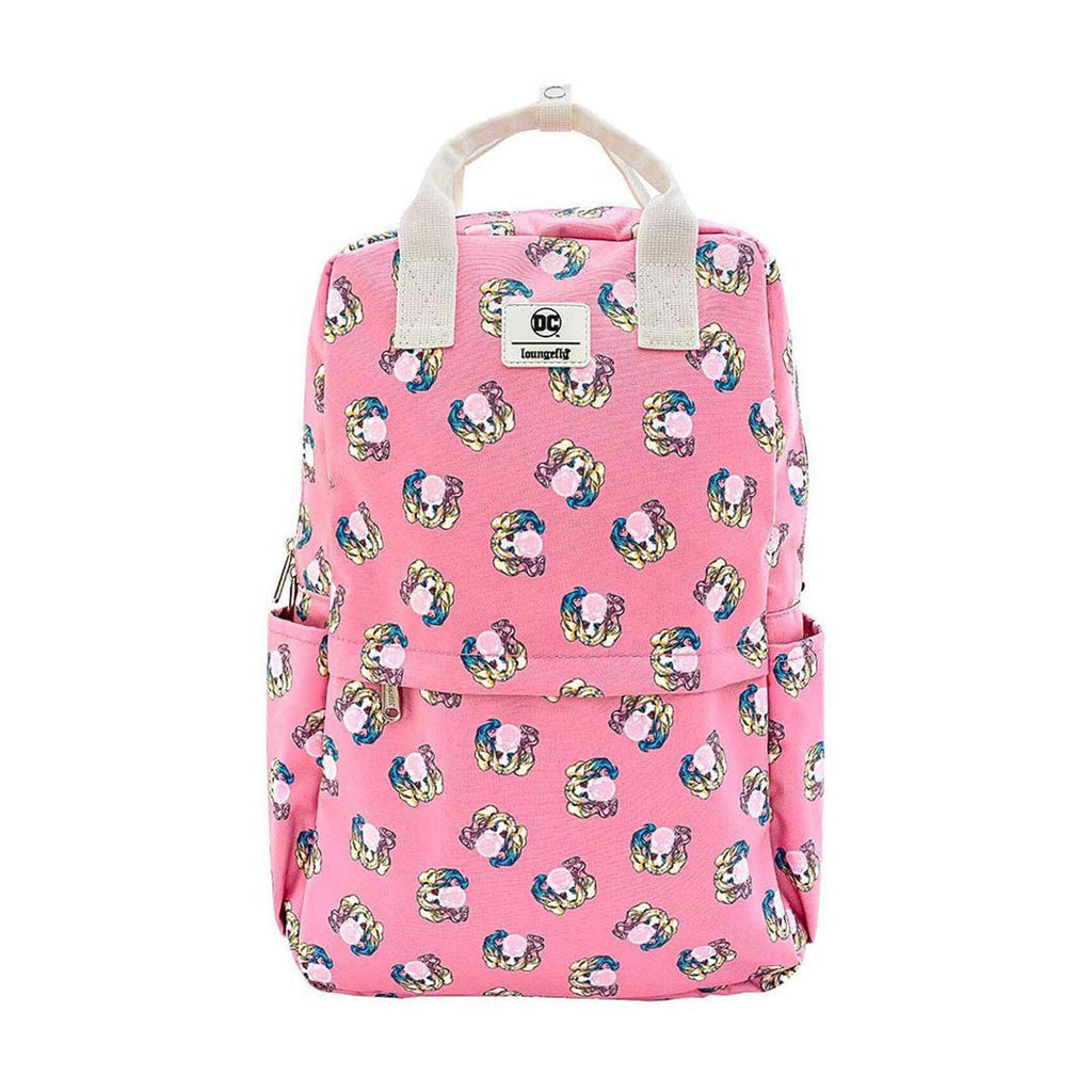 Loungefly DC Harley Quinn Bubble Gum All Over Print Nylon Square Backpack