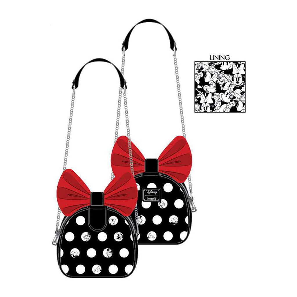 Loungefly Disney Minnie Mouse Polka Dot Big Red Bow Crossbody Bag Purse