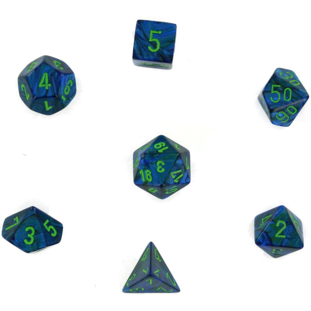 Chessex 7 Count Lustrous Dark Blue Green Dice CHX27496