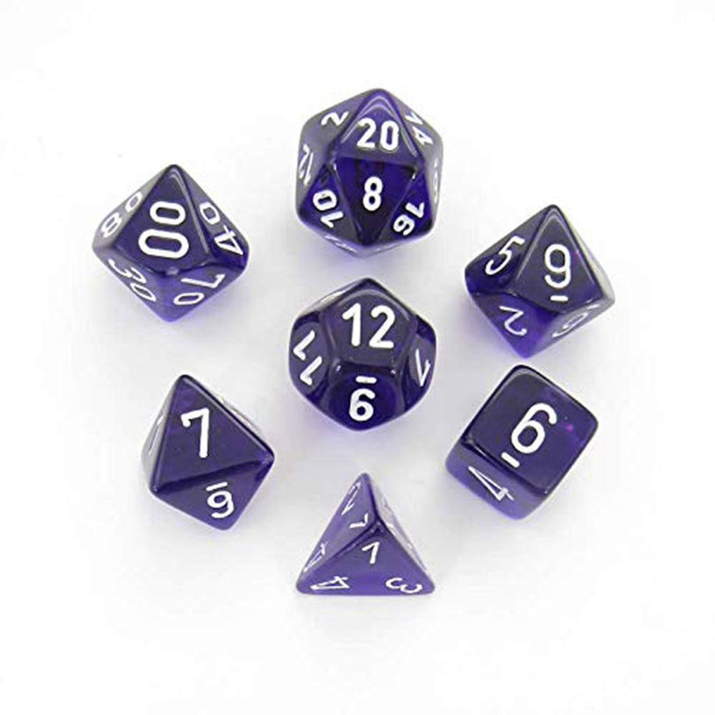 Chessex 7 Set Polyhedral Dice Translucent Purple White CHX23077