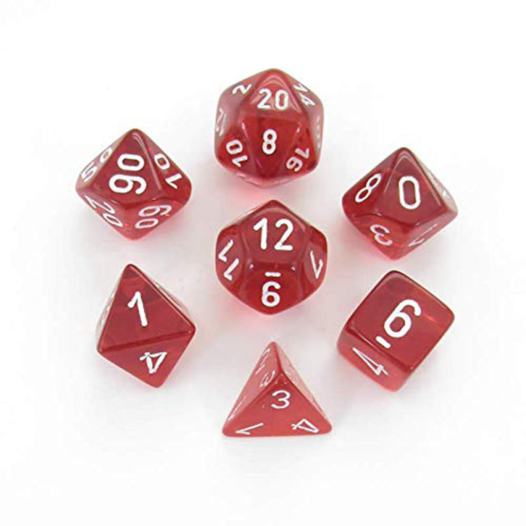 Chessex 7 Set Polyhedral Dice Translucent Red White CHX23074