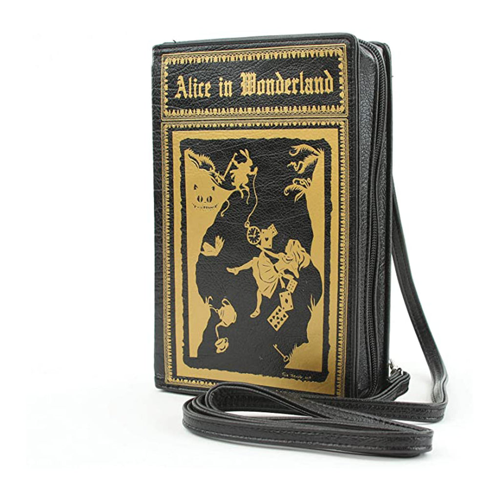 Alice In Wonderland Book Black Clutch Crossbody Bag Purse - Radar Toys