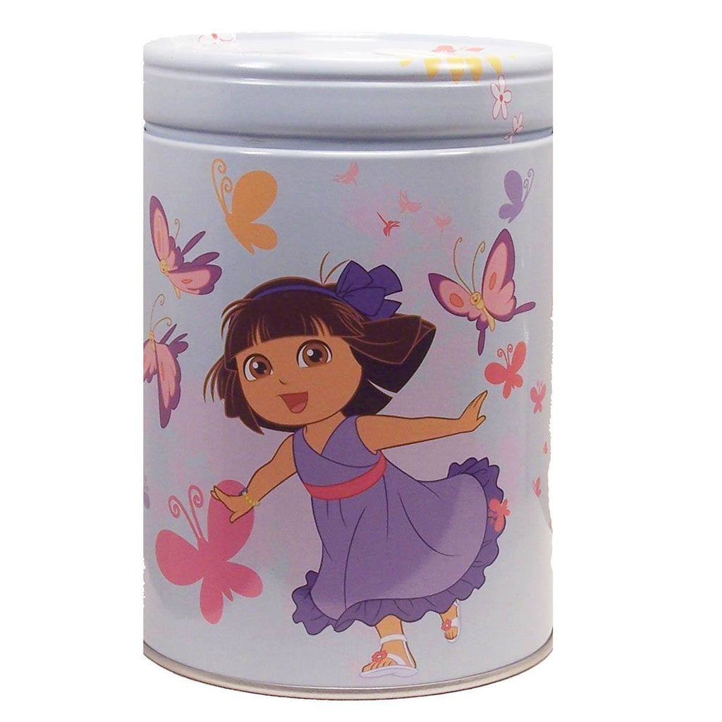 Dora the Explorer Butterflies Round Tin Piggy Bank - Radar Toys