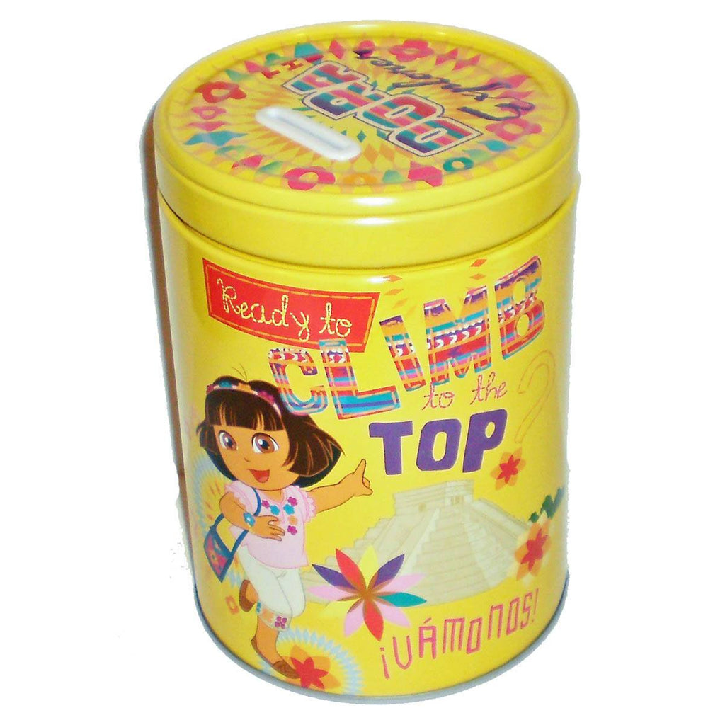 Dora the Explorer Ready To Climb Round Tin Piggy Bank - Radar Toys