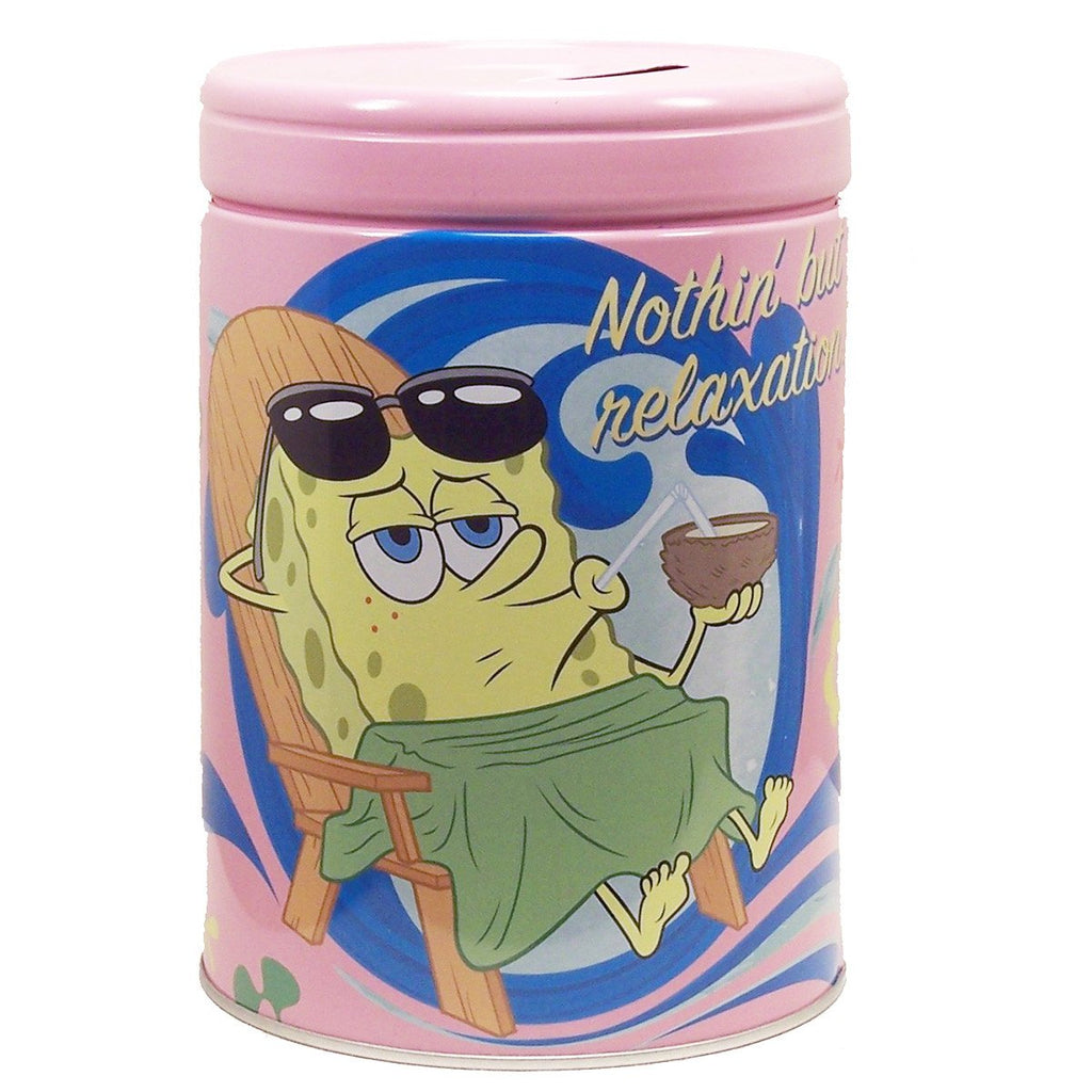 SpongeBob Metal Tin Round Bank Nothin But Relaxation