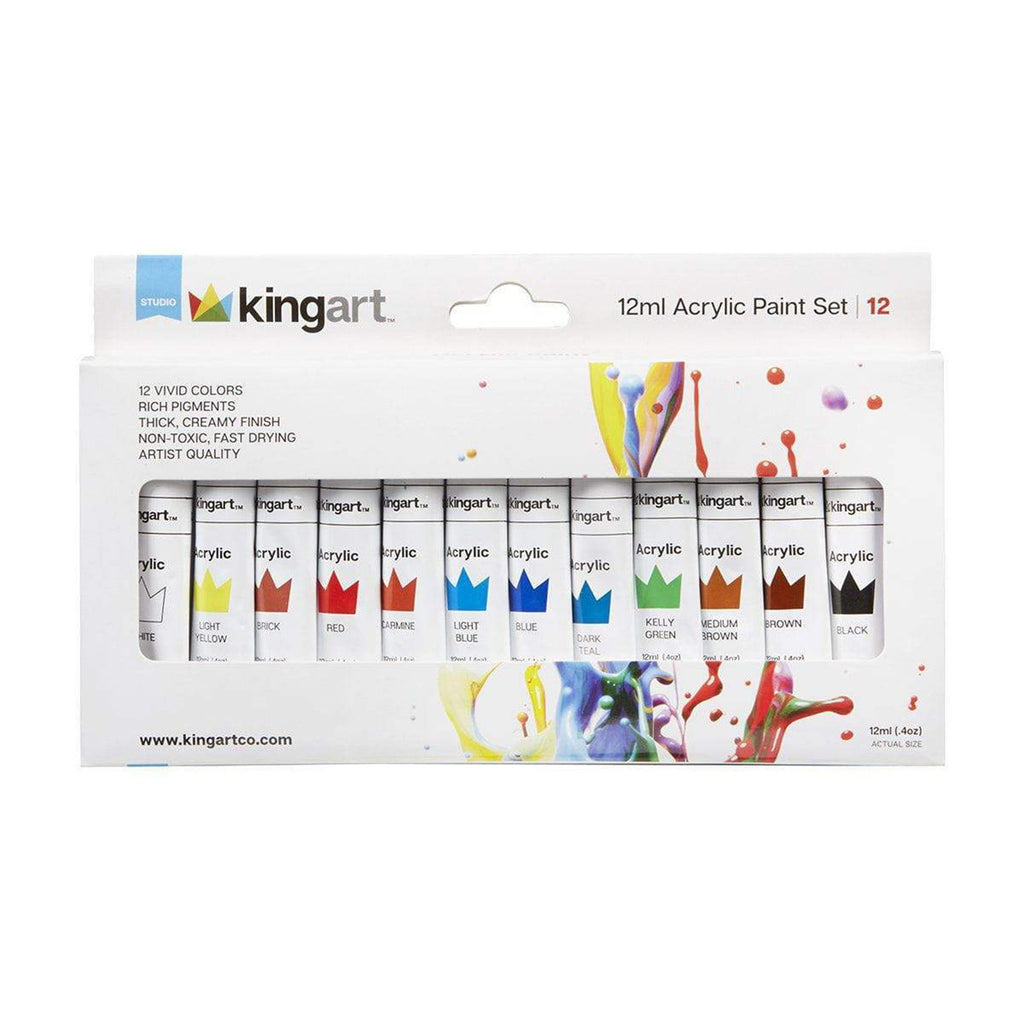 Kingart Studio 12 Count 12ml Acrylic Paint Set 506B-12 - Radar Toys