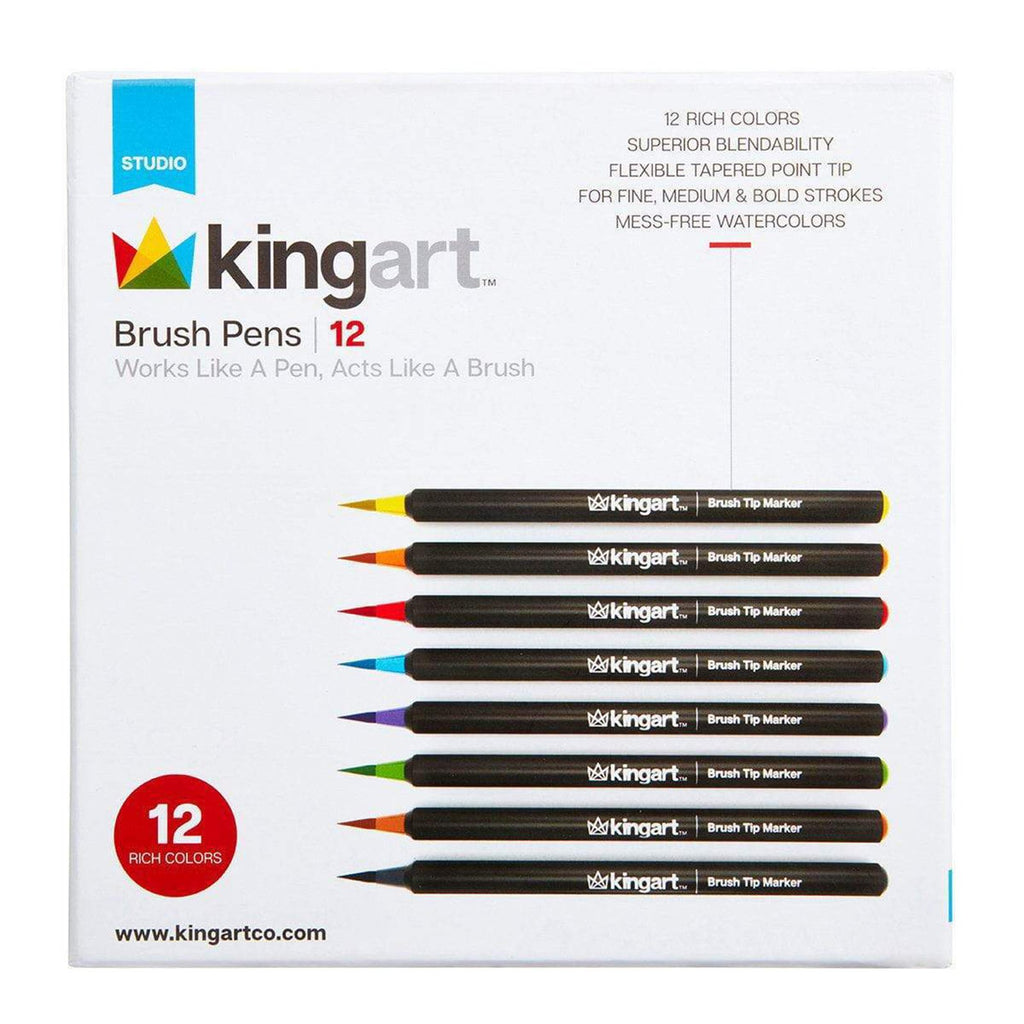 Kingart Studio 12 Count Brush Pens Set 444-12 - Radar Toys