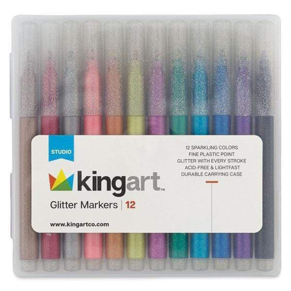 Kingart Studio 12 Count Glitter Markers Set 420-12 - Radar Toys