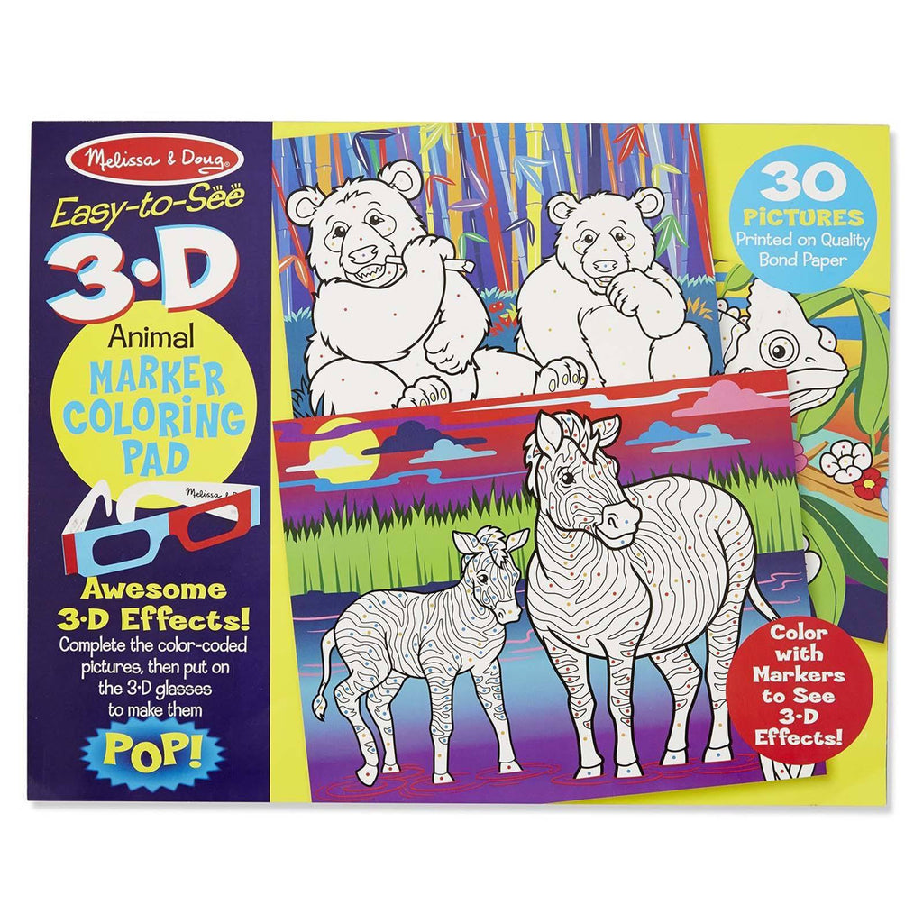 Melissa And Doug Easy To See 3D Animal Marker Coloring Pad - Radar Toys
