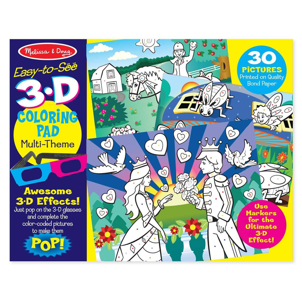 Melissa And Doug Easy To See 3D Pink Multi-Themed Marker Coloring Pad