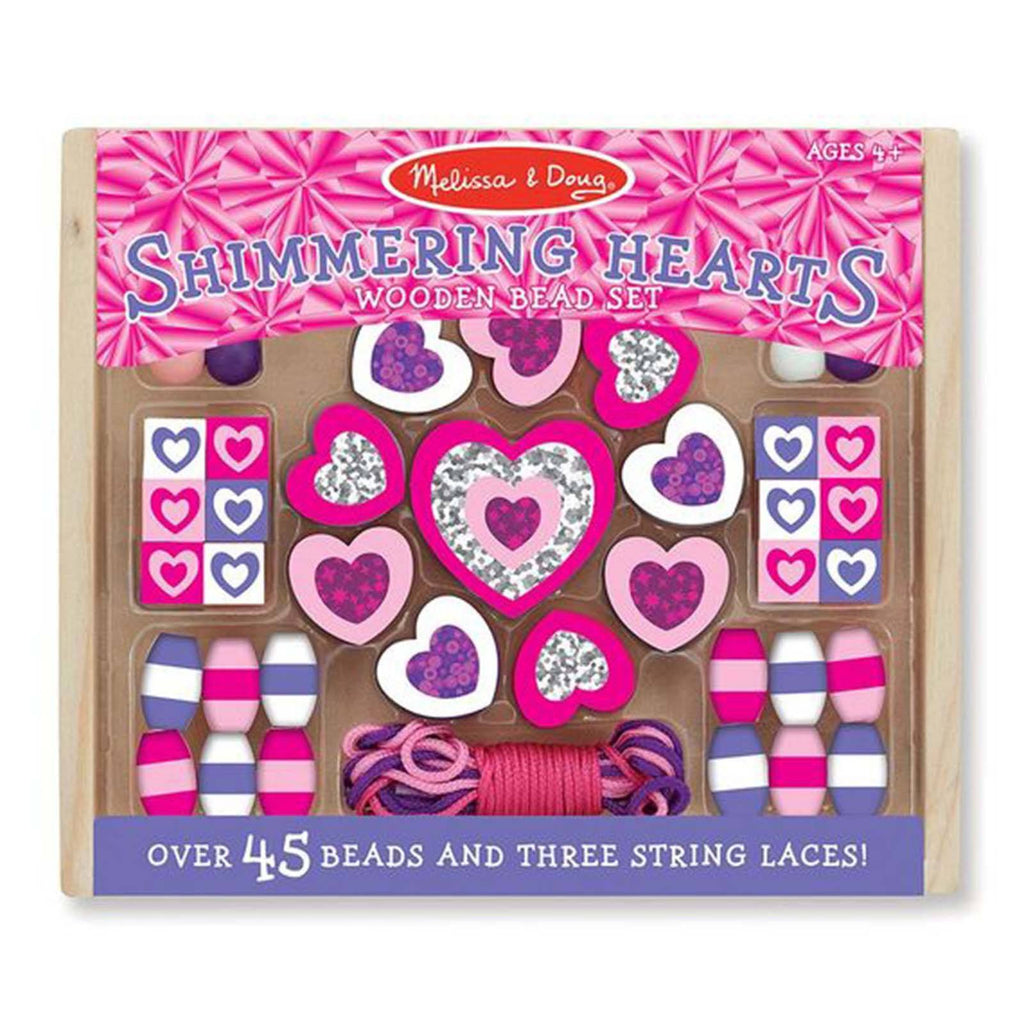 Melissa And Doug Shimmering Hearts Wooden Bead Set - Radar Toys