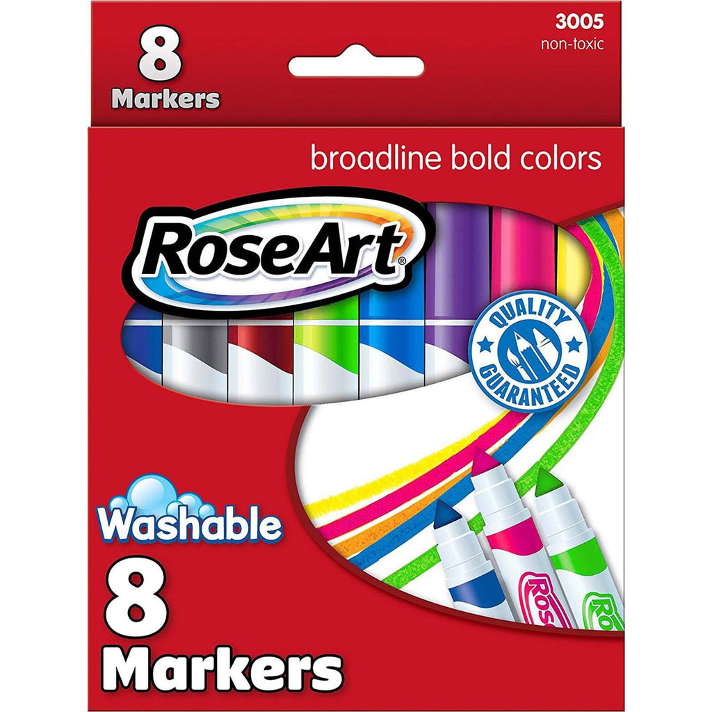Rose Art 8 Count Broadline Bold Colors Washable Markers - Radar Toys