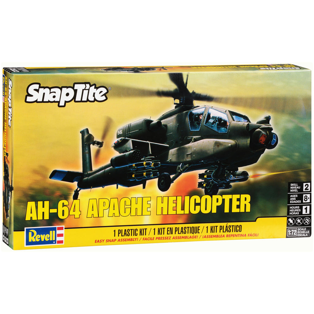 Revell AH-64 Apache Helicopter 72nd Scale Snap Model Kit - Radar Toys