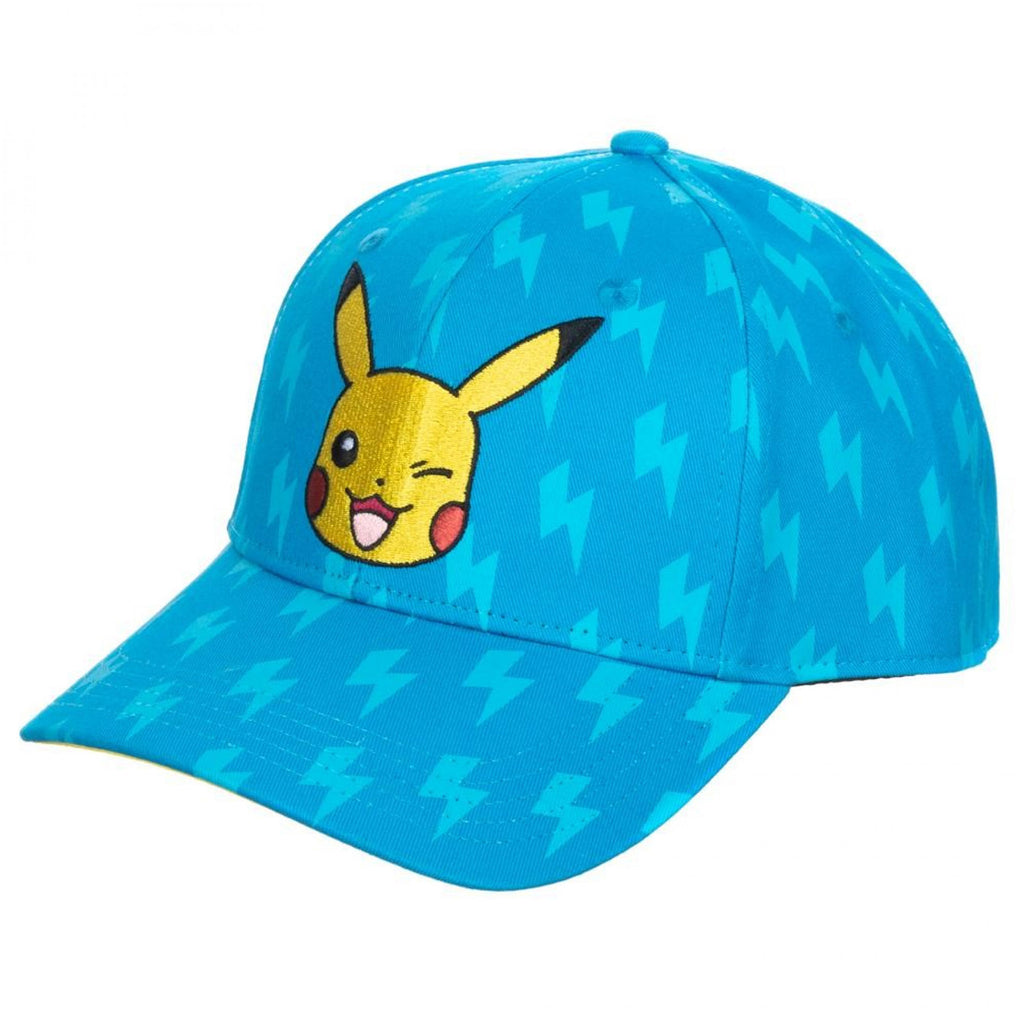 Bioworld Pokemon Pikachu Winking Blue Snapback Hat