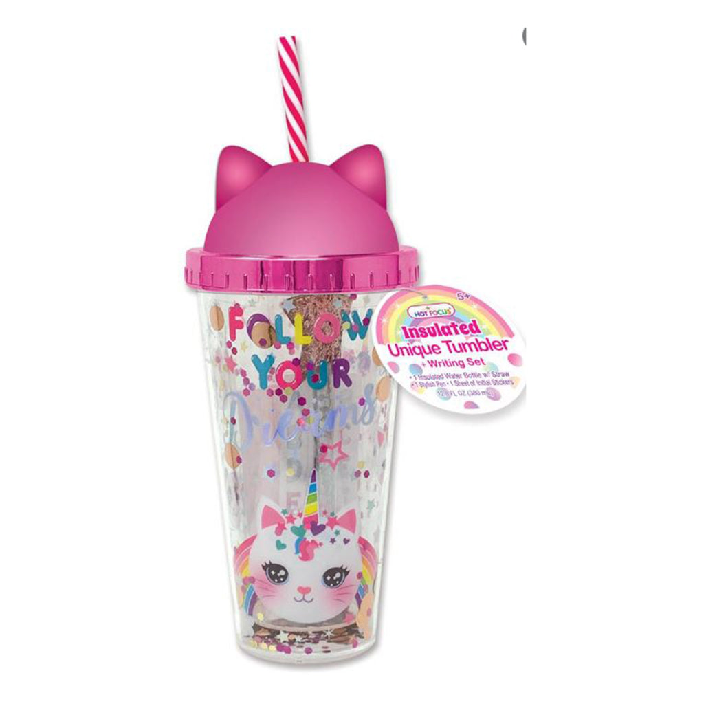 Hot Focus Caticorn Insulated Unique Writing Fun Tumbler Set - Radar Toys