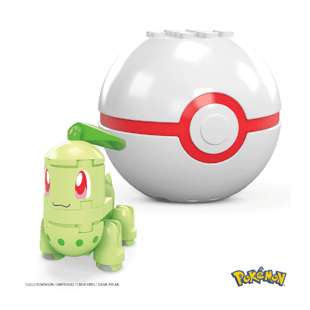 Mega Construx Pokemon Chikorita Poke Ball Building Set - Radar Toys