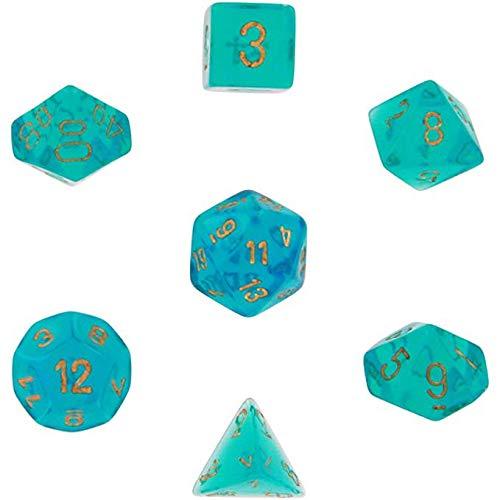Chessex 7 Set Dice Borealis Teal Gold 27486