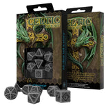Q-Workshop Celtic Gray Black 7 Piece Dice Set - Radar Toys