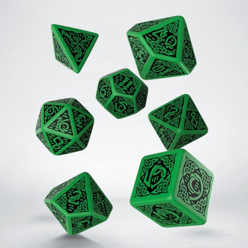 Q-Workshop Celtic Green Black 7 Piece Dice Set