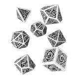 Q-Workshop Celtic White Black 7 Piece Dice Set - Radar Toys