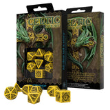 Q-Workshop Celtic Yellow Black 7 Piece Dice Set - Radar Toys