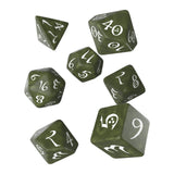 Q-Workshop Classic RPG Olive White 7 Piece Dice Set - Radar Toys