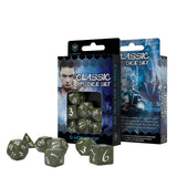 Q-Workshop Classic RPG Olive White 7 Piece Dice Set - Radar Toys