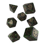 Q-Workshop Dragons Green Gold 7 Piece Dice Set - Radar Toys