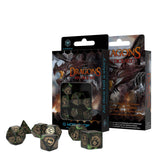 Q-Workshop Dragons Green Gold 7 Piece Dice Set - Radar Toys