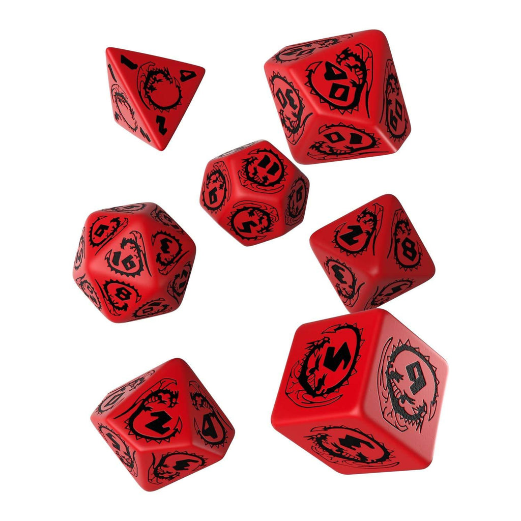 Q-Workshop Dragons Red Black 7 Piece Dice Set