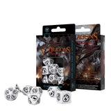 Q-Workshop Dragons White Black 7 Piece Dice Set - Radar Toys