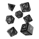 Q-Workshop Elvish Black White 7 Piece Dice Set - Radar Toys