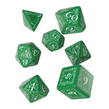 Q-Workshop Elvish Green White 7 Piece Dice Set - Radar Toys