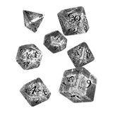 Q-Workshop Elvish Translucent Black 7 Piece Dice Set - Radar Toys