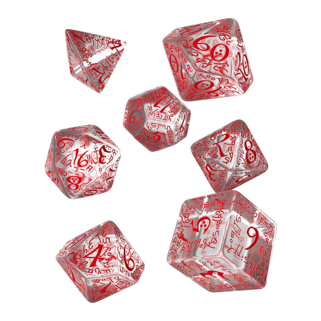 Q-Workshop Elvish Translucent Red 7 Piece Dice Set - Radar Toys
