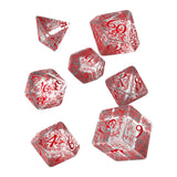 Q-Workshop Elvish Translucent Red 7 Piece Dice Set - Radar Toys