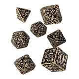 Q-Workshop Forest Beige Black 7 Piece Dice Set - Radar Toys