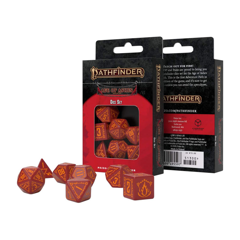 Q-Workshop Pathfinder Age Of Ashes Roleplaying 7 Piece Dice Set - Radar Toys
