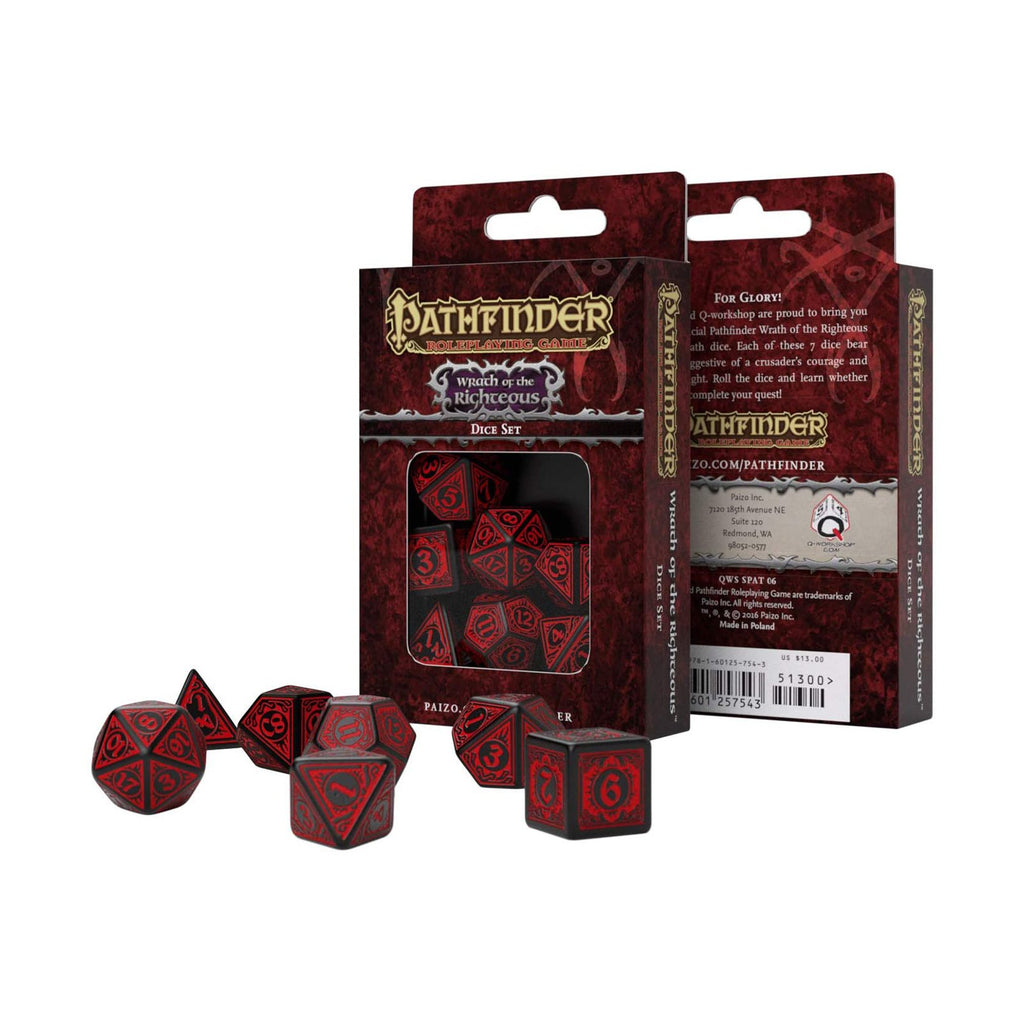 Q-Workshop Pathfinder Wrath Of The Righteous Roleplaying 7 Piece Dice Set - Radar Toys